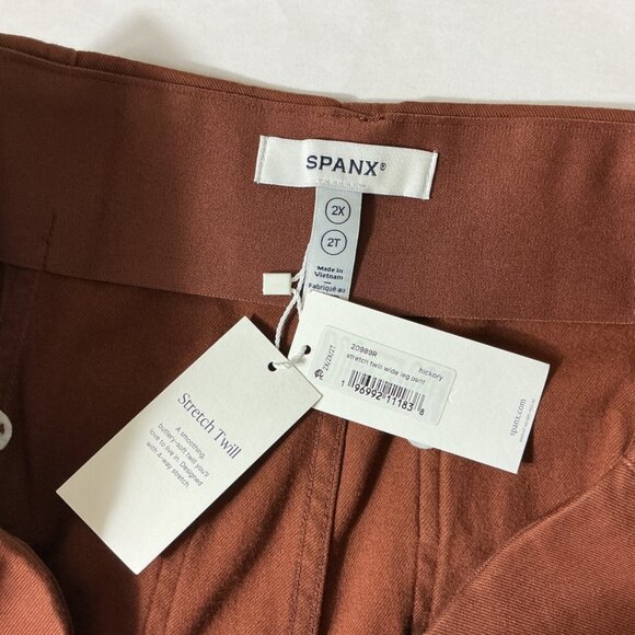 Spanx Stretch Twill Wide Leg Cropped Pants Hickory Brown 20989R 2X - Picture 6 of 8